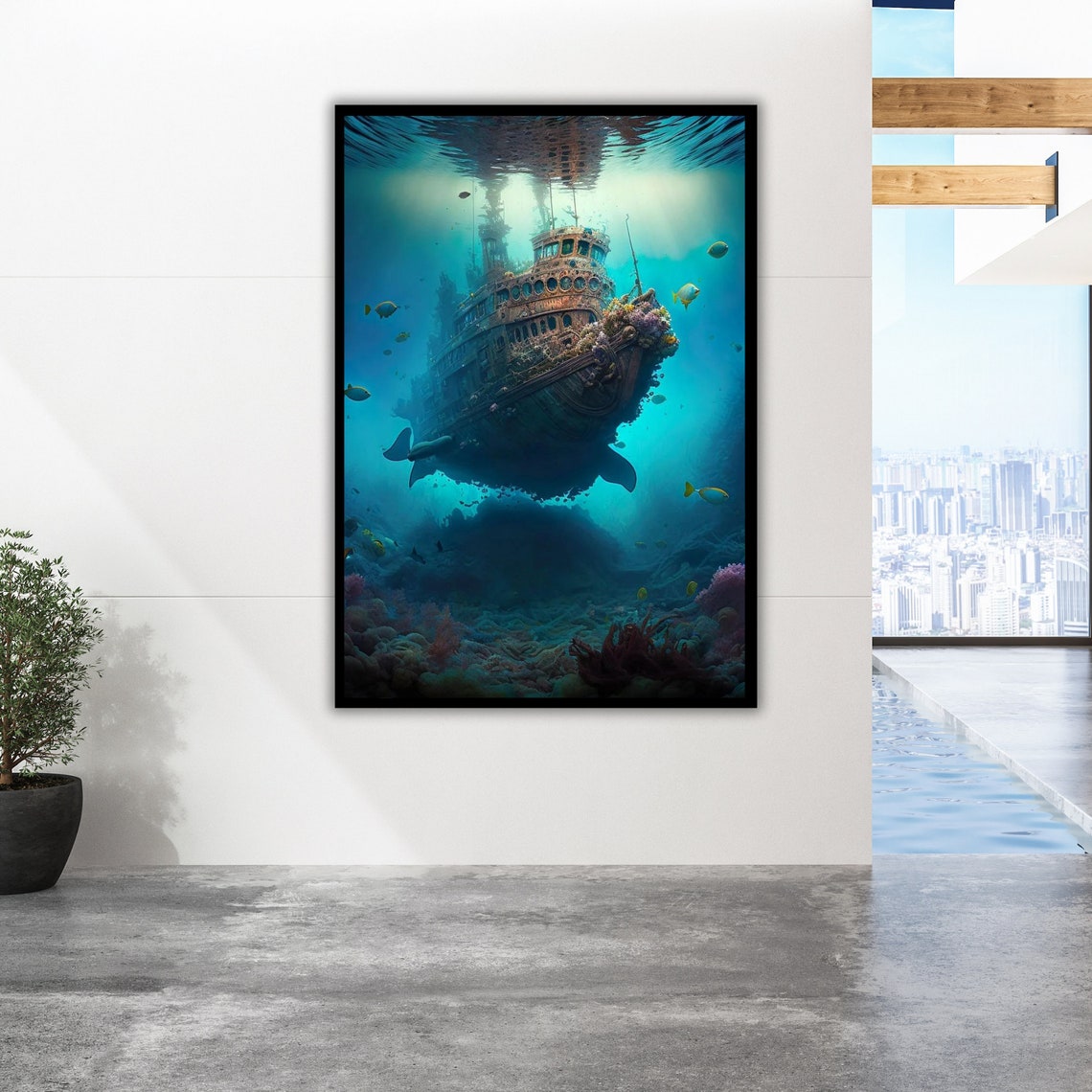 Sunken Shipwreck Coral Reef Underwater Deep Sea Diving Ocean Poster - Image 2