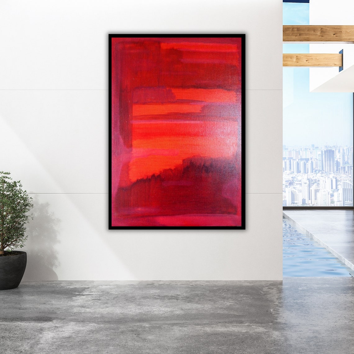 Rothko Style Red Abstract Color Field Intense Modern Art Wall Poster - Image 3