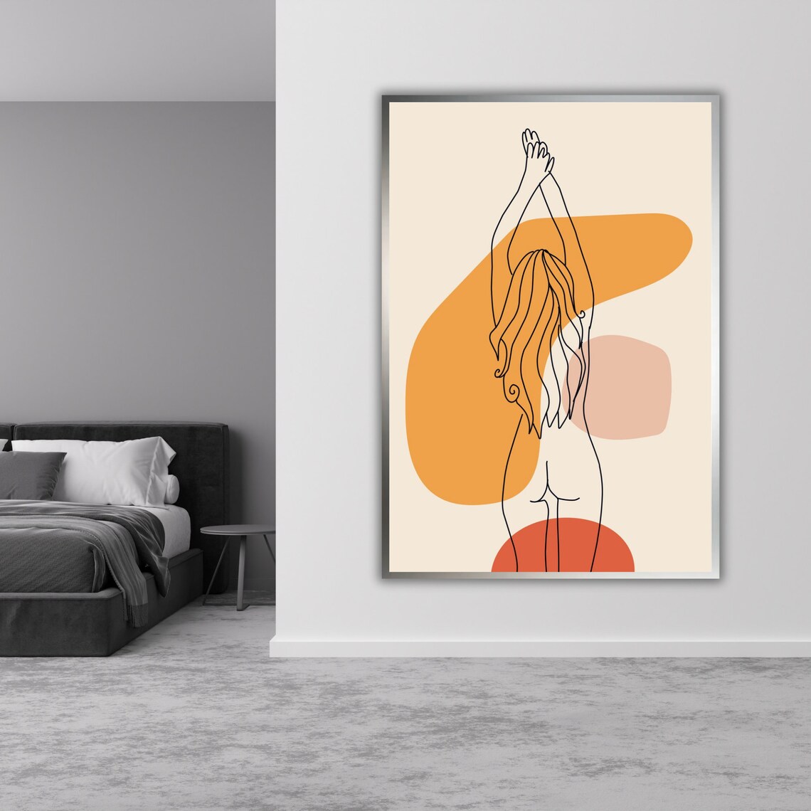 Minimalist Line Art Nude Woman Abstract Terracotta Wall Art Print - Image 4
