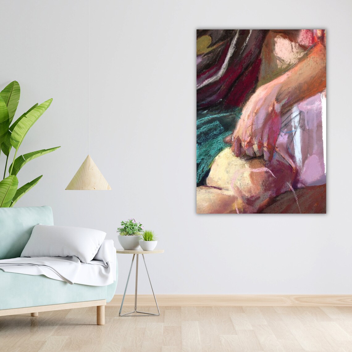 Nude Woman Pastel Painting Sensual Elegant Figure Art Wall Poster - Image 4