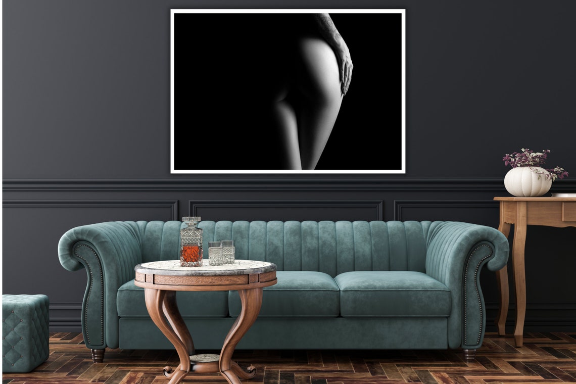 Black And White Nude Rear Silhouette Bodyscape Elegant Fine Art Poster - Image 4
