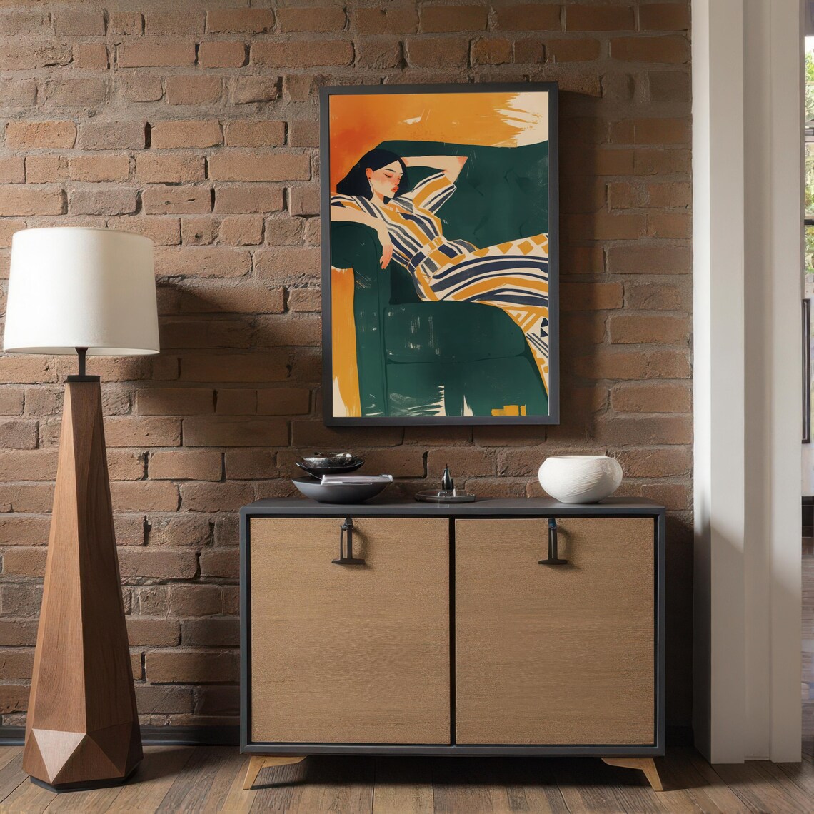 Lounging Woman - Contemporary Illustration, Living Room - Image 6