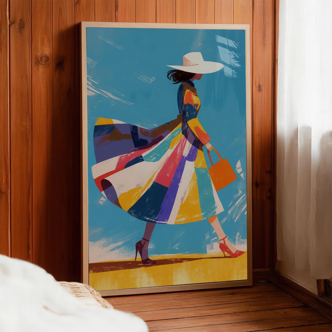 Abstract Figure Illustration Walking Lady, Modern Decor - Image 5