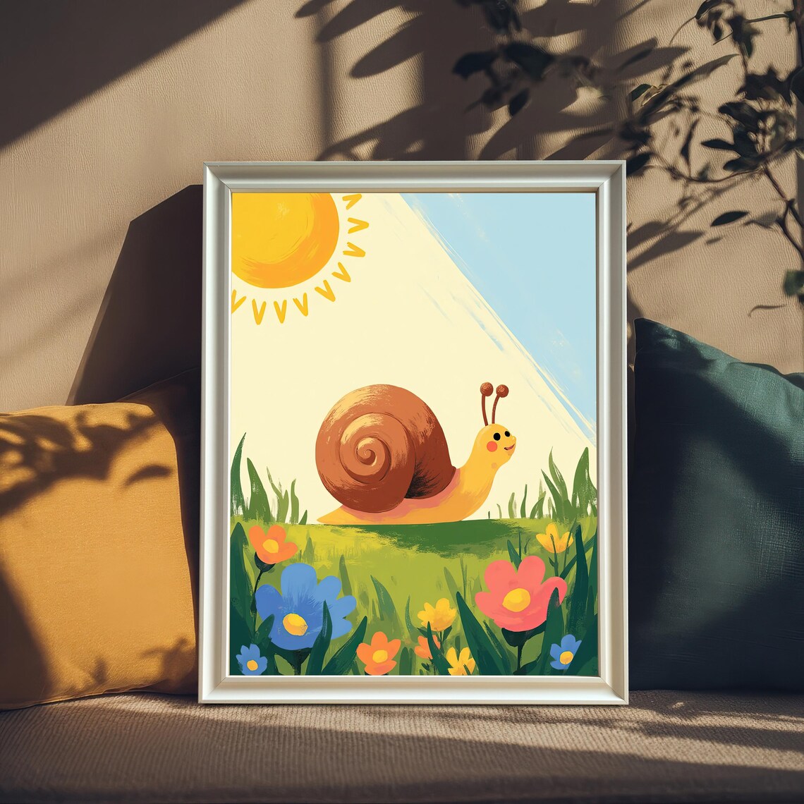 Snail Garden Art Print, Kids Room Wall Art