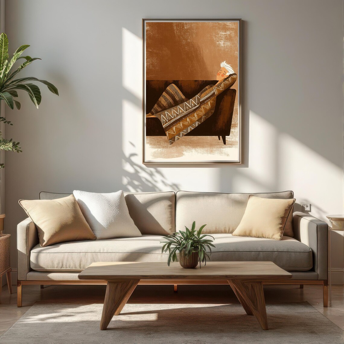 Peaceful Napping Figure, Modern Textured Wall Art - Image 3