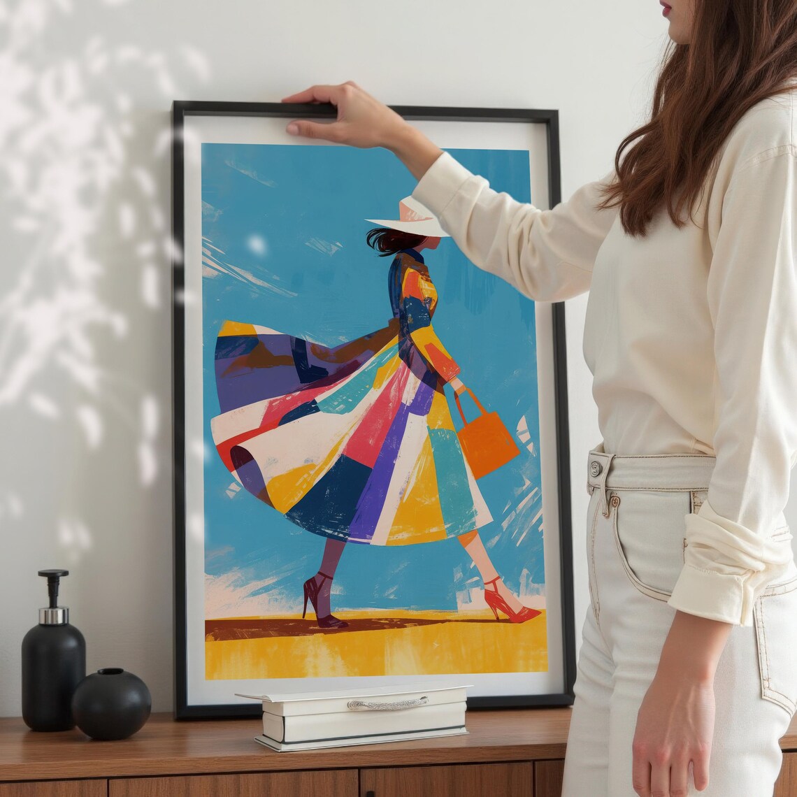 Abstract Figure Illustration Walking Lady, Modern Decor - Image 6