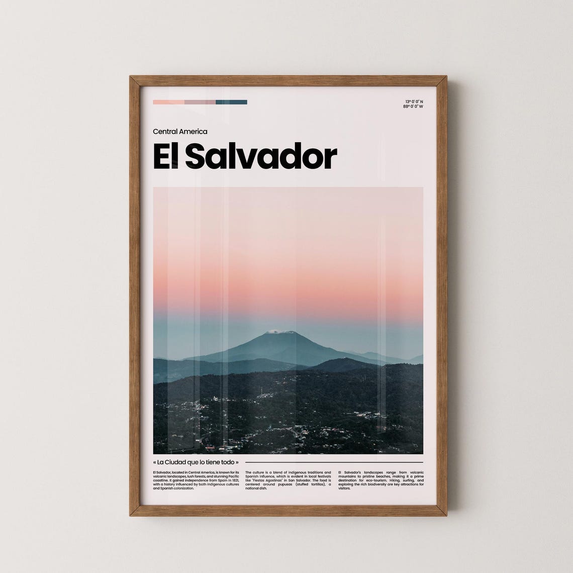 El Salvador Travel Poster El Salvador Poster El Salvador Photo Poster El Salvador Art Print Central America Poster Travel Gift
