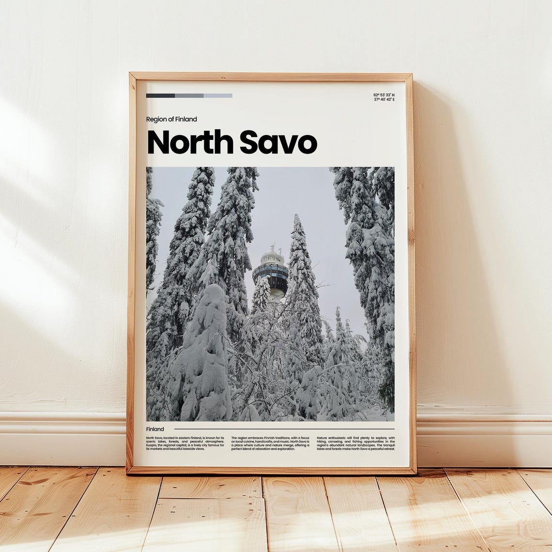 North Savo Finland Snowy Pine Forest Winter Tower Travel Poster