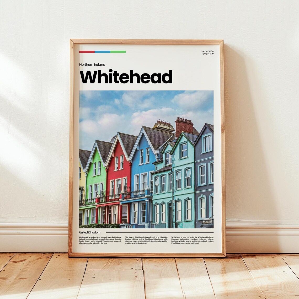 Whitehead Northern Ireland Colorful Victorian Houses Travel Poster
