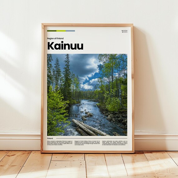 Kainuu Finland Summer Forest River Rapids Wilderness Travel Poster