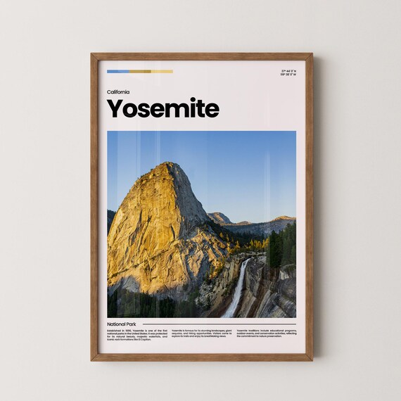 Yosemite National Park California Half Dome Granite Waterfall Poster