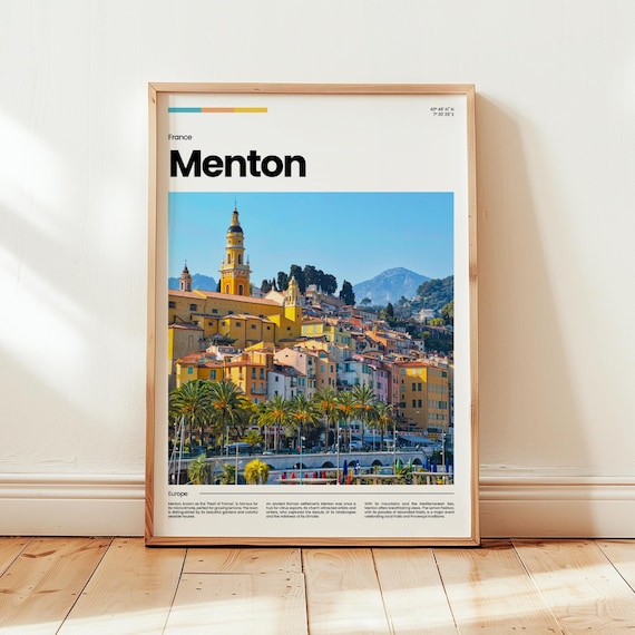 Menton France Pearl of France Colorful Riviera Town Travel Poster