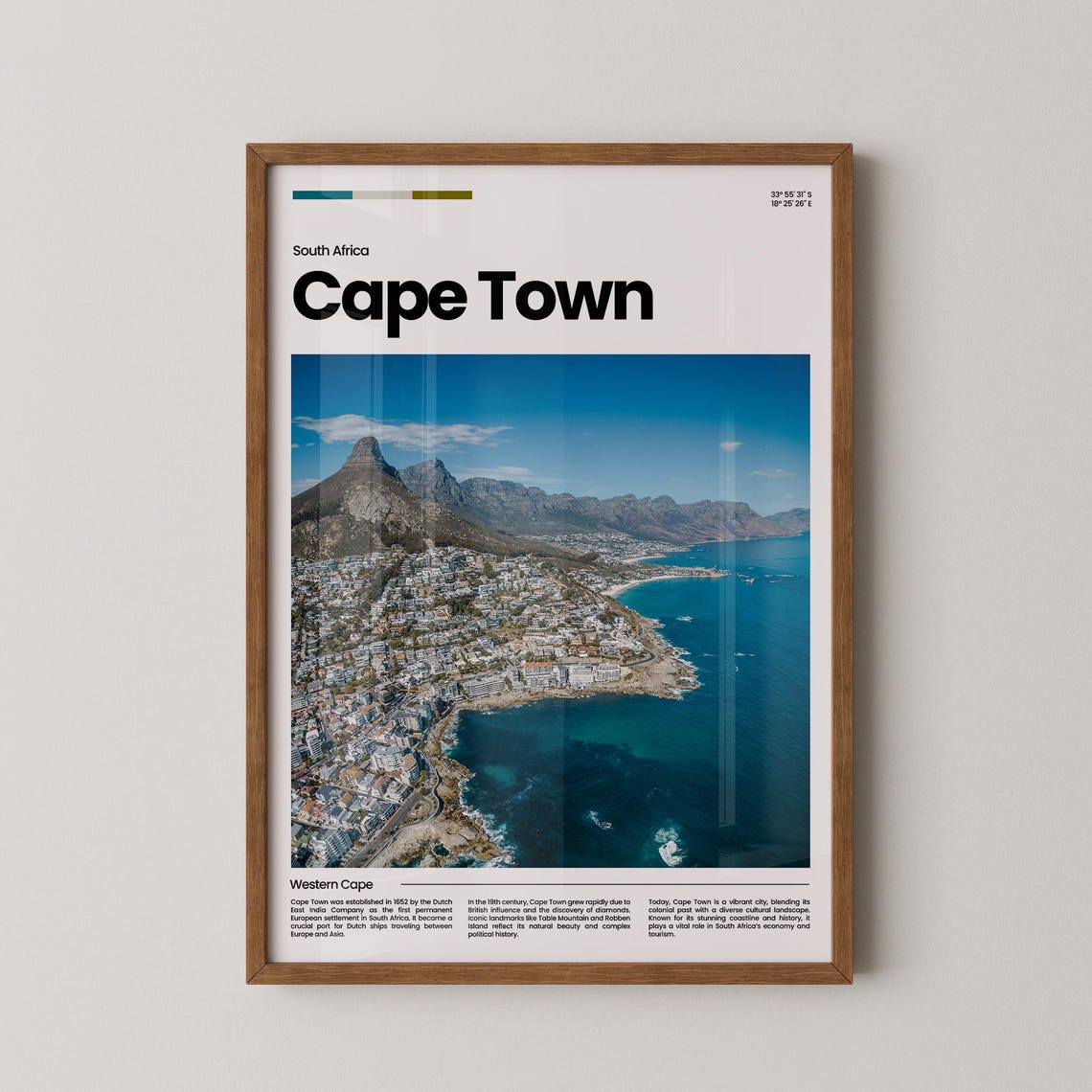 Cape Town Travel Poster Cape Town Poster Cape Town Photo Poster Cape Town Art Print South Africa Poster Travel Gift