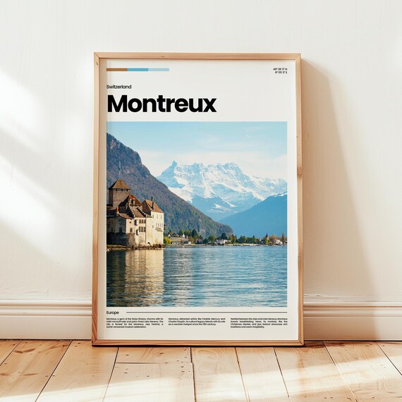 Montreux Switzerland Chillon Castle Lake Geneva Travel Photo Poster