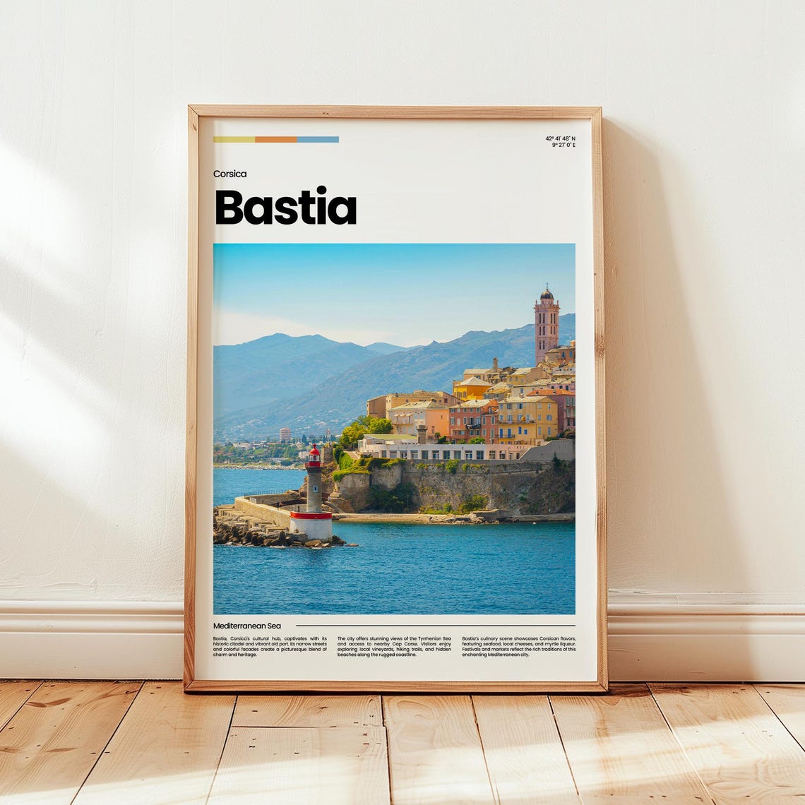 Bastia Corsica Mediterranean Harbor Lighthouse Travel Poster Art
