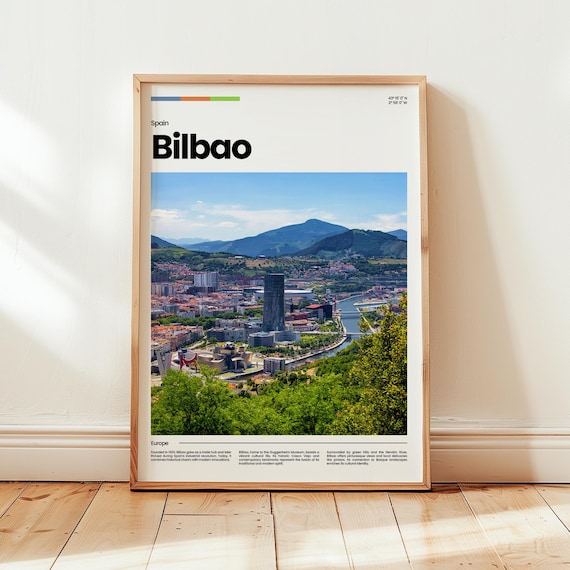 Bilbao Spain Cityscape Skyline Travel Photo Poster Basque Country Gift