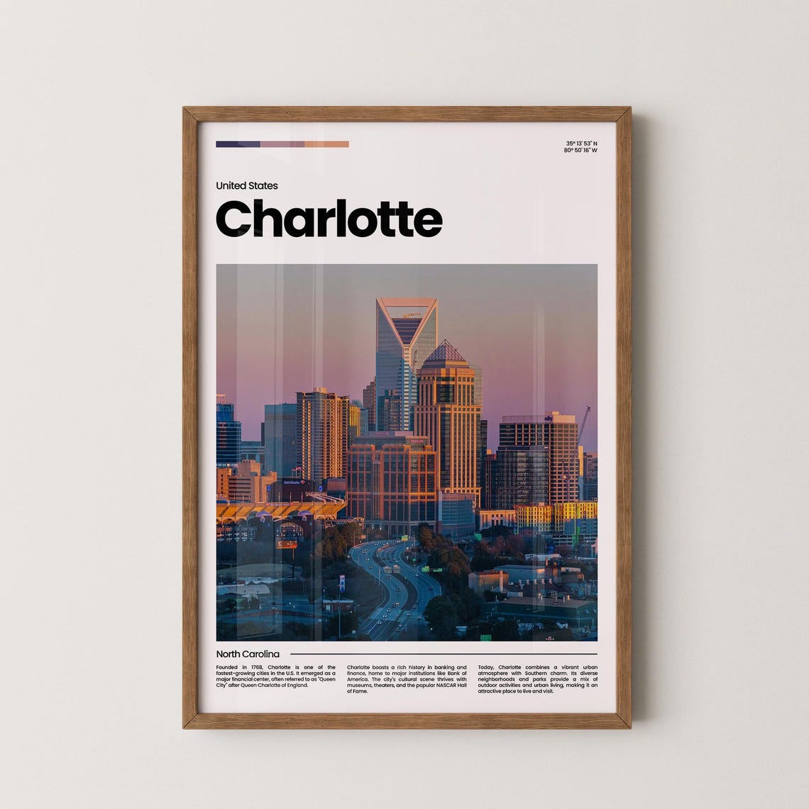 Charlotte Travel Poster Charlotte Poster Charlotte Photo Poster Charlotte Art Print Usa Poster Usa Travel Poster Travel Gift