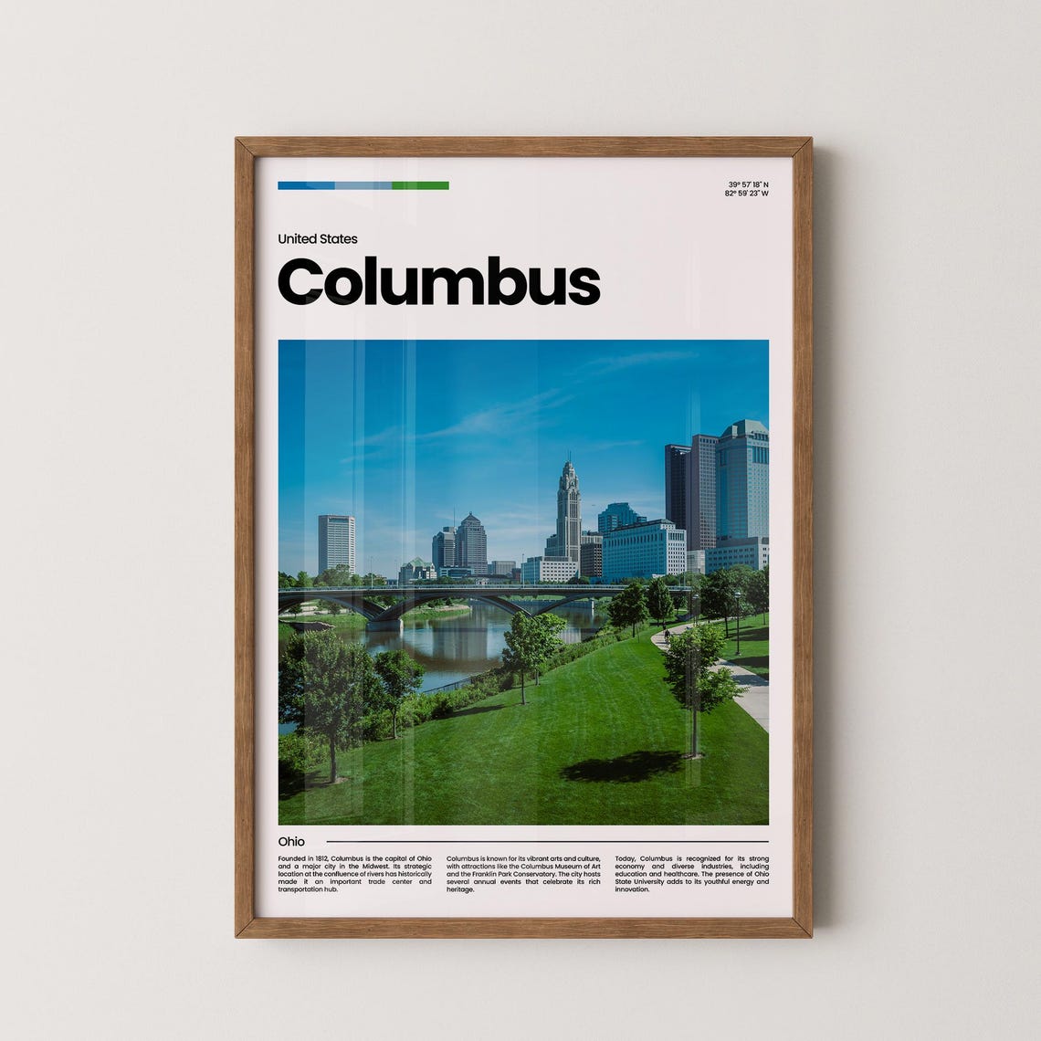 Columbus Travel Poster Columbus Poster Columbus Photo Poster Columbus Art Print Columbus Art Usa Poster Usa Travel Poster Travel Gift