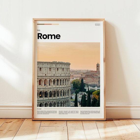 Rome Italy Colosseum Ancient Landmark Cityscape Travel Poster