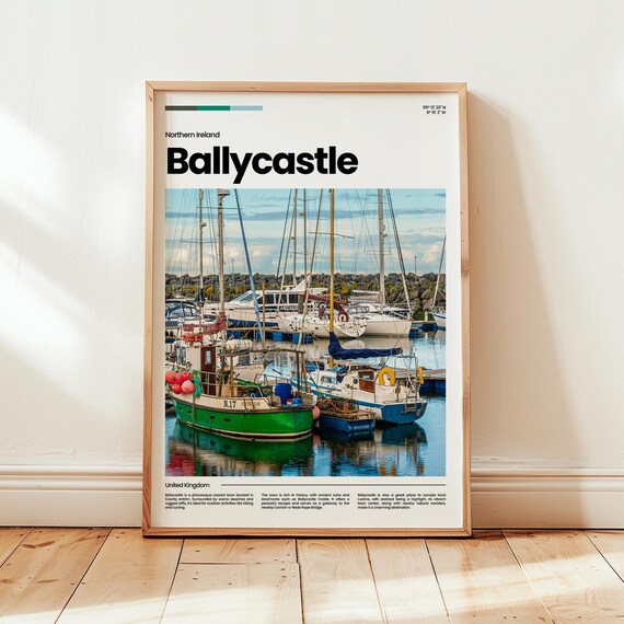 Ballycastle Northern Ireland Harbor Fishing Boats Marina Poster