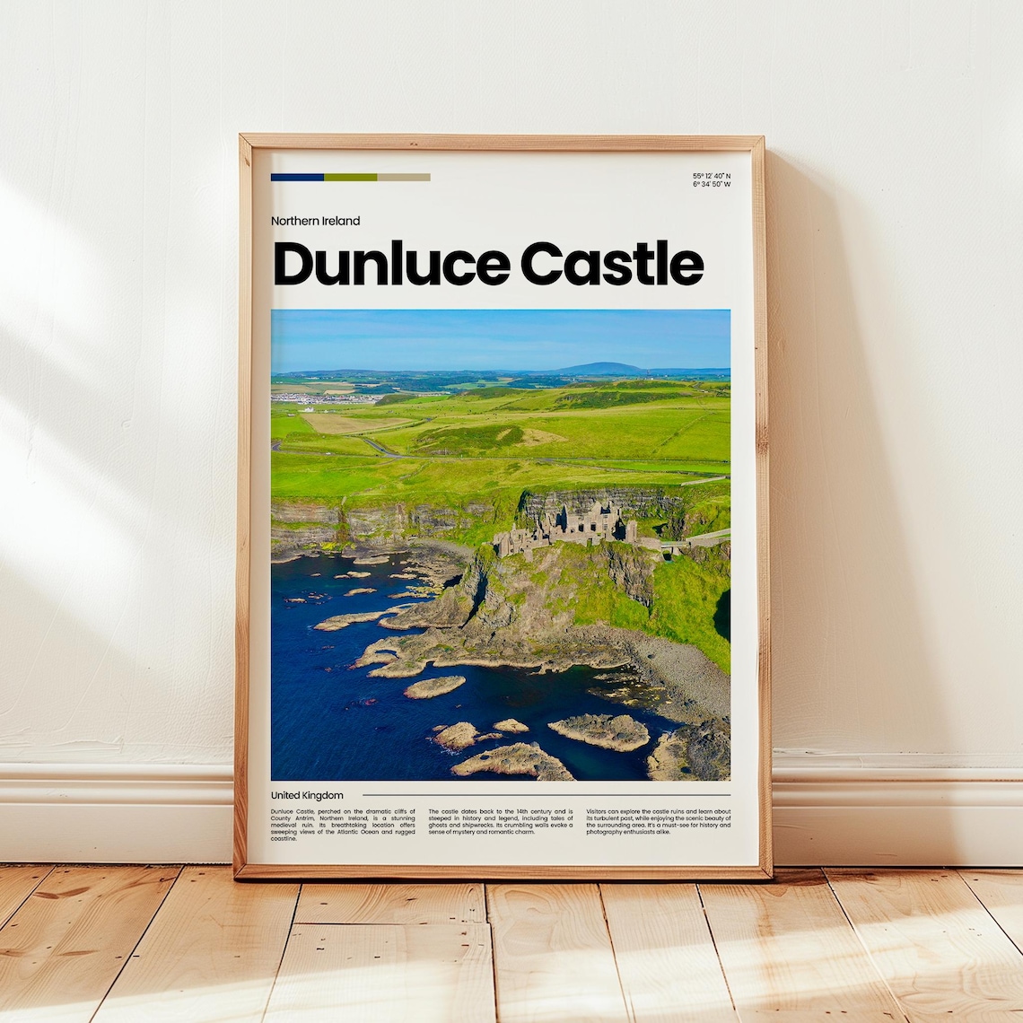Dunluce Castle Northern Ireland Cliffs Aerial Photo Travel Poster