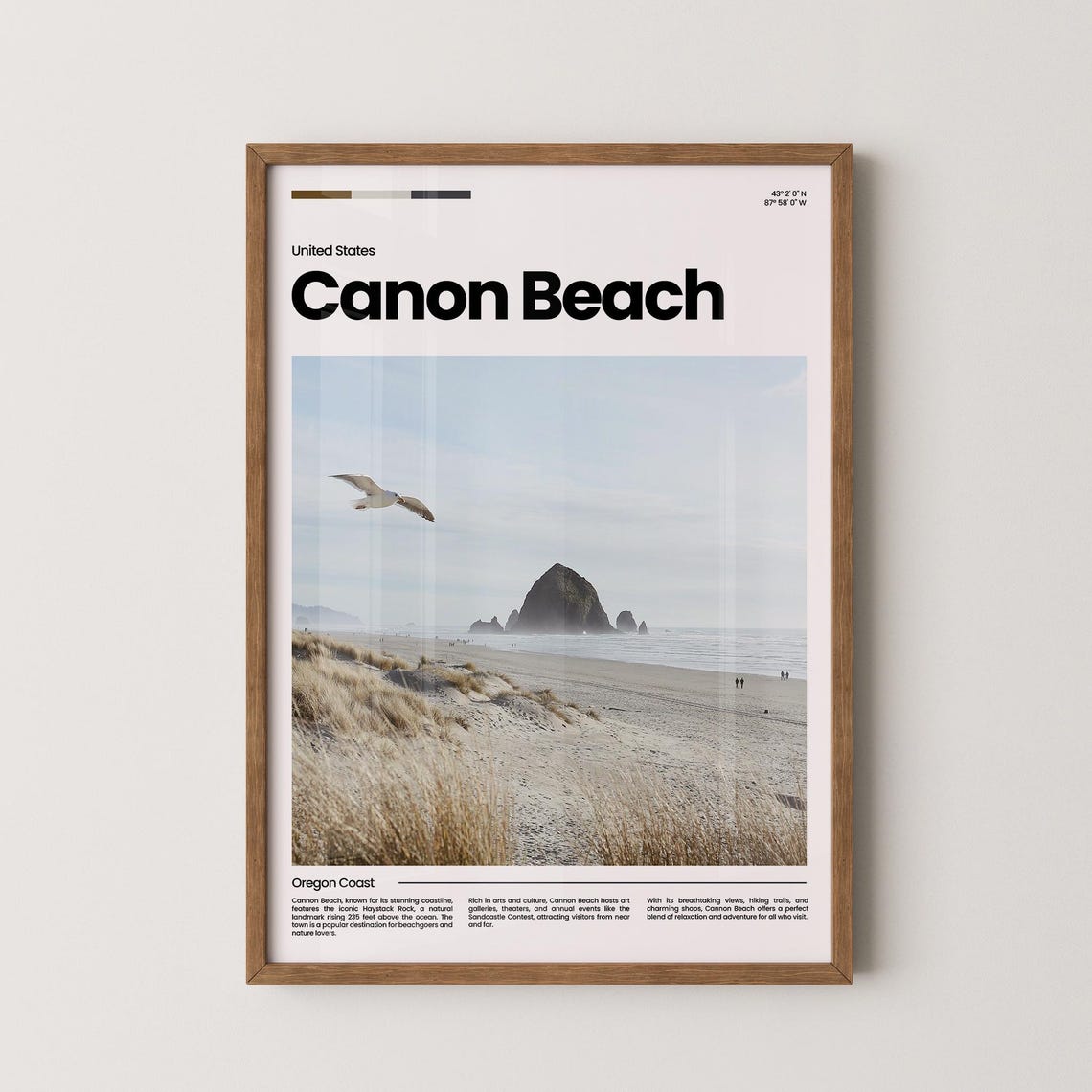 Canon Beach Oregon Haystack Rock Seagull Dunes Coastline Poster