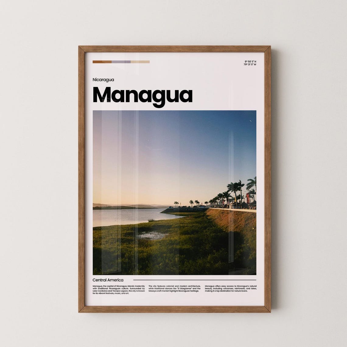 Managua Travel Poster Managua Poster Managua Photo Poster Managua Art Print Central America Poster Travel Poster Print Travel Gift
