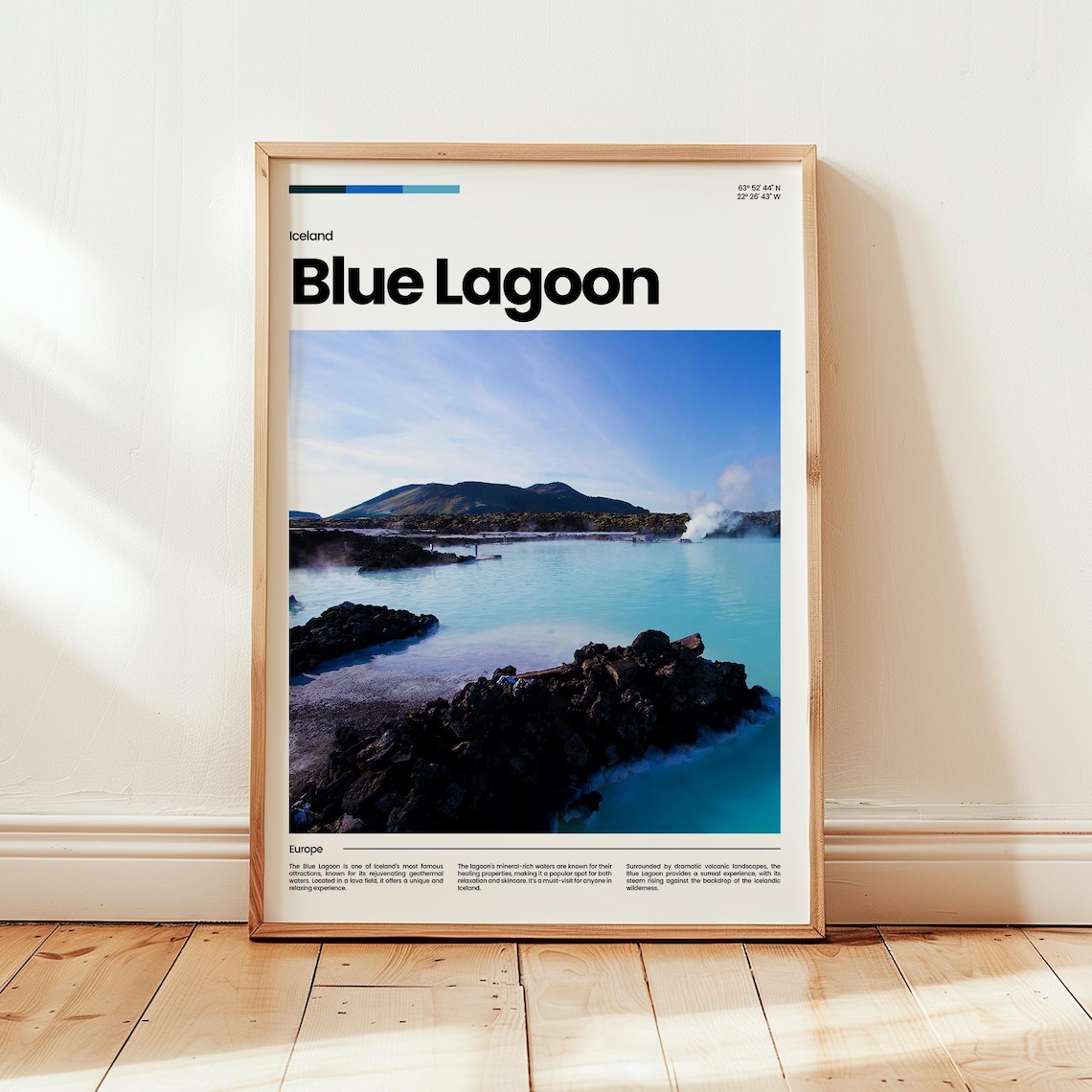 Blue Lagoon Iceland Geothermal Spa Minimalist Travel Photo Poster