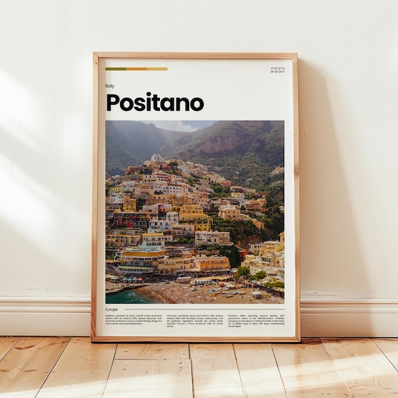 Positano Italy Colorful Cliffside Village Amalfi Coast Travel Poster