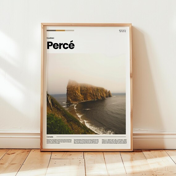 Perce Quebec Canada Dramatic Coastal Cliff Rock Formation Poster