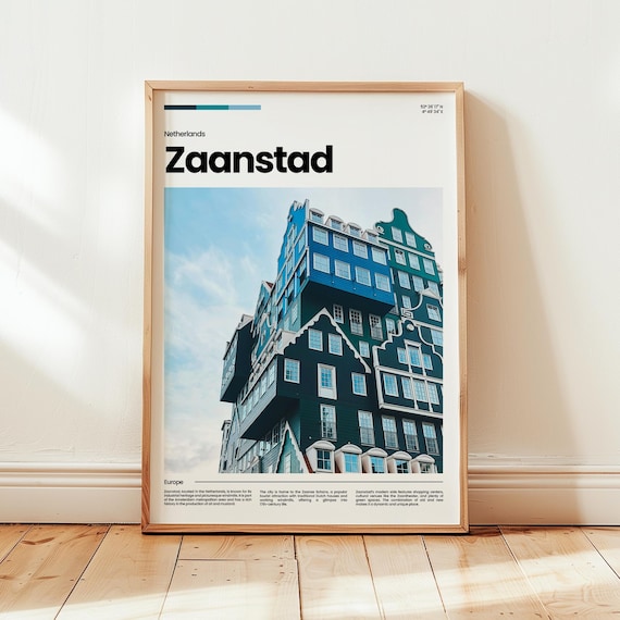Zaanstad Netherlands Stacked Traditional Green Houses Photo Poster