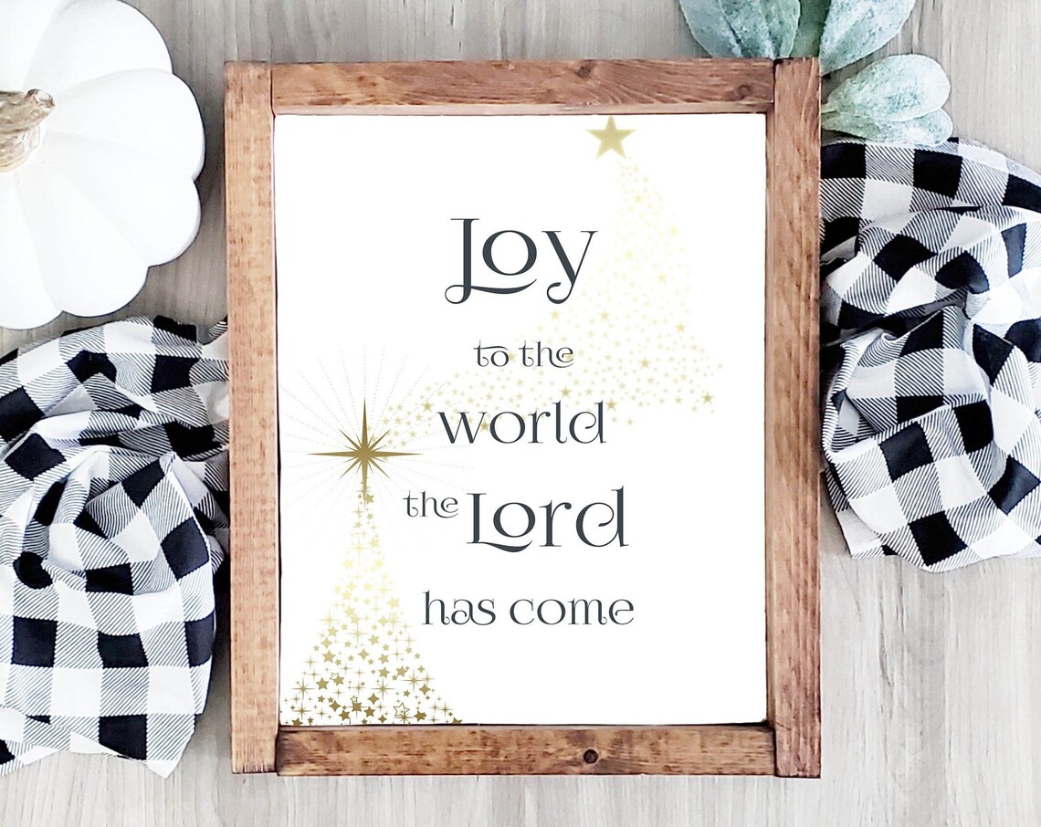 Joy to the World the Lord Has Come Gold Star Christmas Quote Poster - Image 3