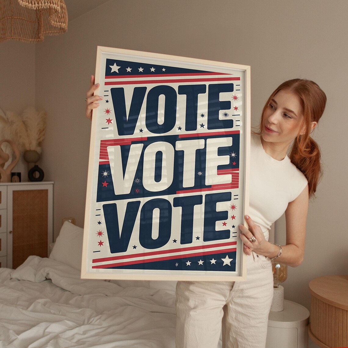 Vote Vote Vote Patriotic Stars And Stripes Election Wall Art - Image 2