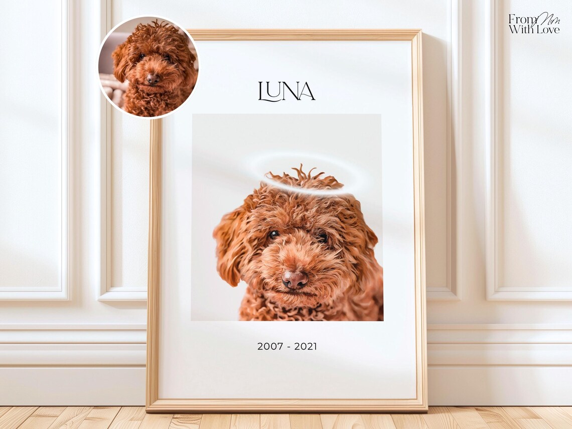 Personalized Watercolor Pet Portrait From Photo Memorial Gift Poster