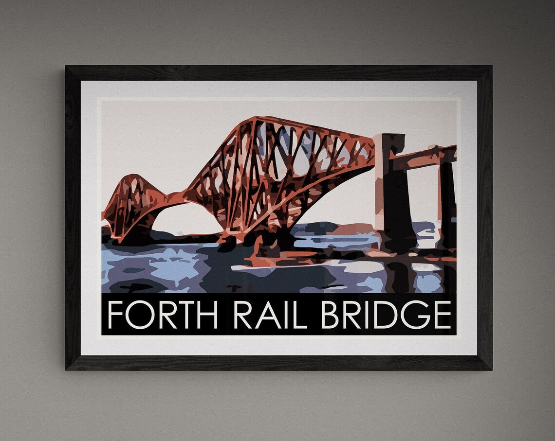 Forth Rail Bridge Travel Poster, Architecture Landmark