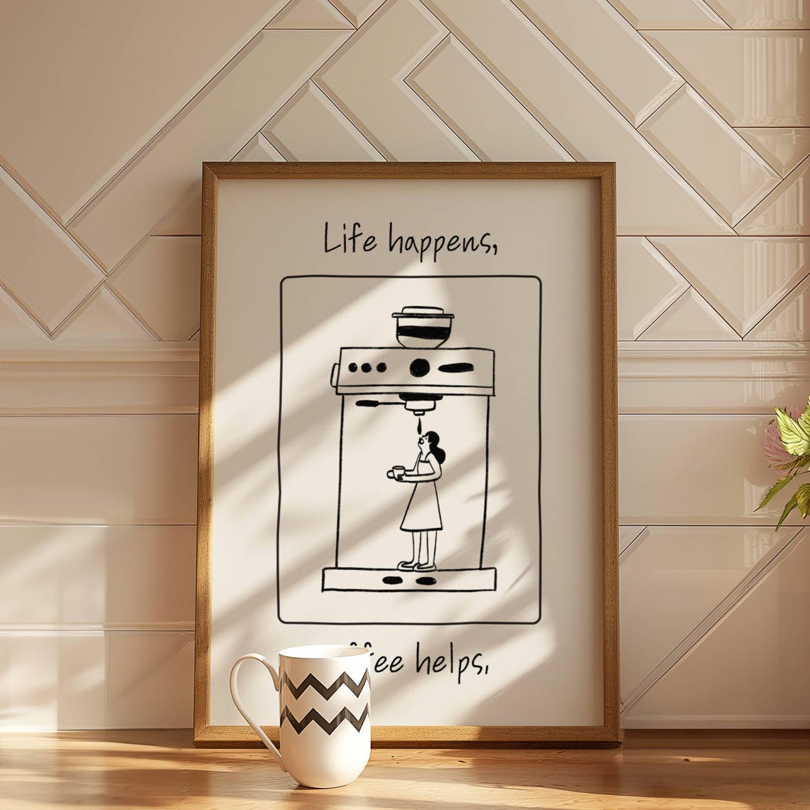 Espresso Doodle Print Minimalist Coffee Bar Kitchen Art Jpeg Digital Download A2a6 Scalable Sizes