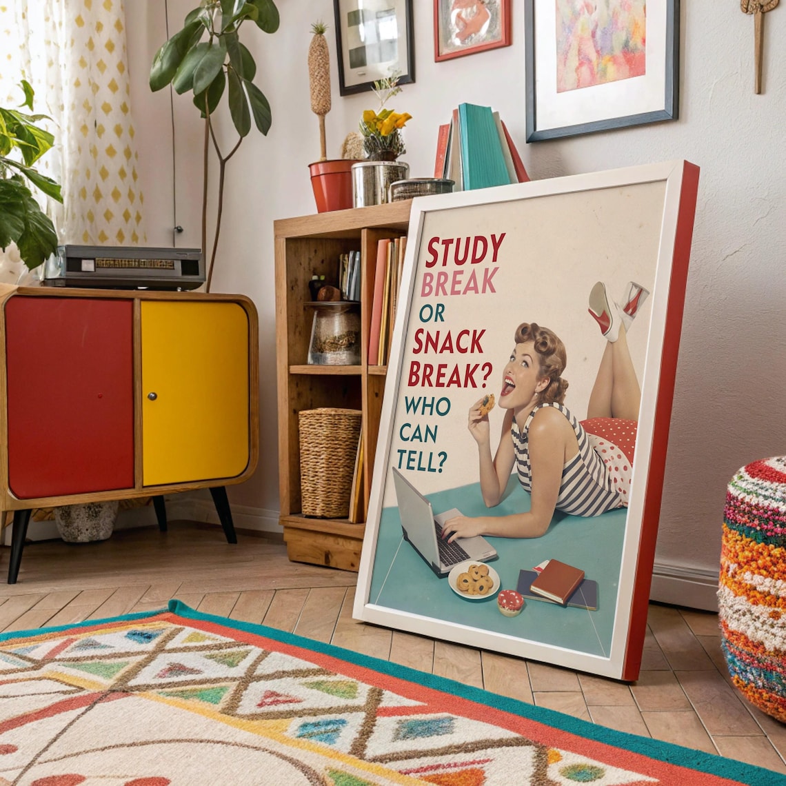 Funny Lady Bathroom Wall Art, Vintage Poster