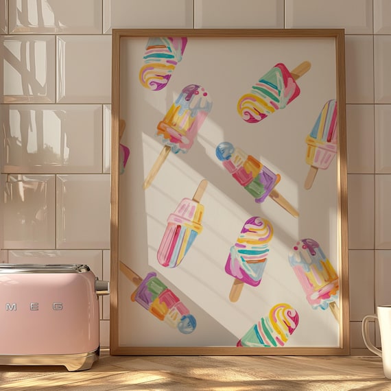 Ice Cream Dessert Art Print, Summer Kitchen Art