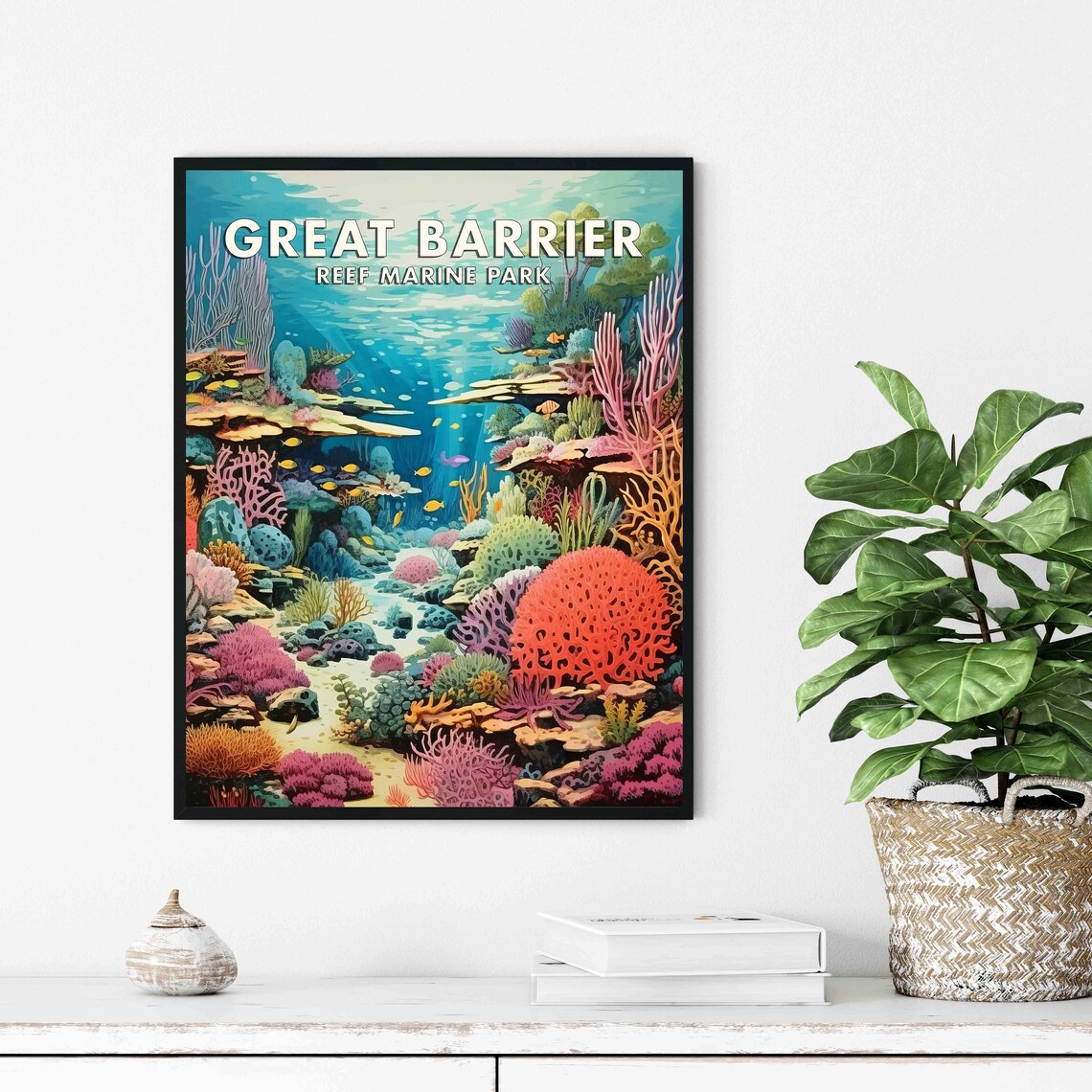 Great Barrier Reef Coral Gardens Underwater Marine Park Travel Poster - Image 3