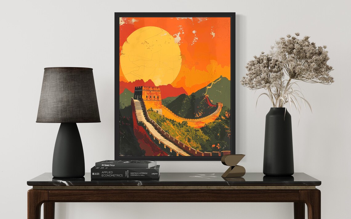 Great Wall of China Sunset Mountain Watchtower Ancient Wonder Poster - Image 3