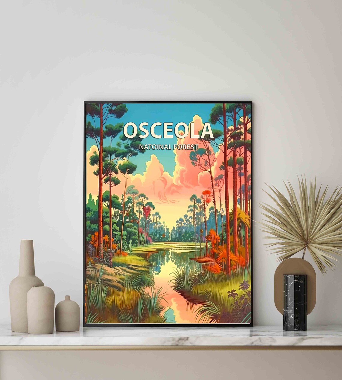 Osceola National Forest Pine Wetland Sunrise Retro Travel Poster - Image 3