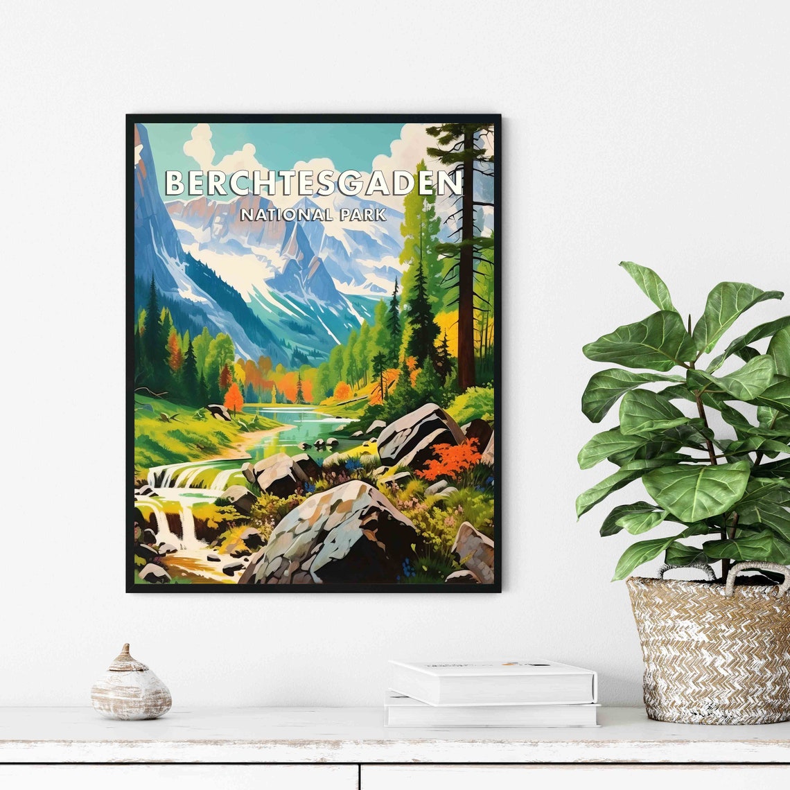 Berchtesgaden National Park Germany Alpine Valley Stream Retro Poster - Image 2
