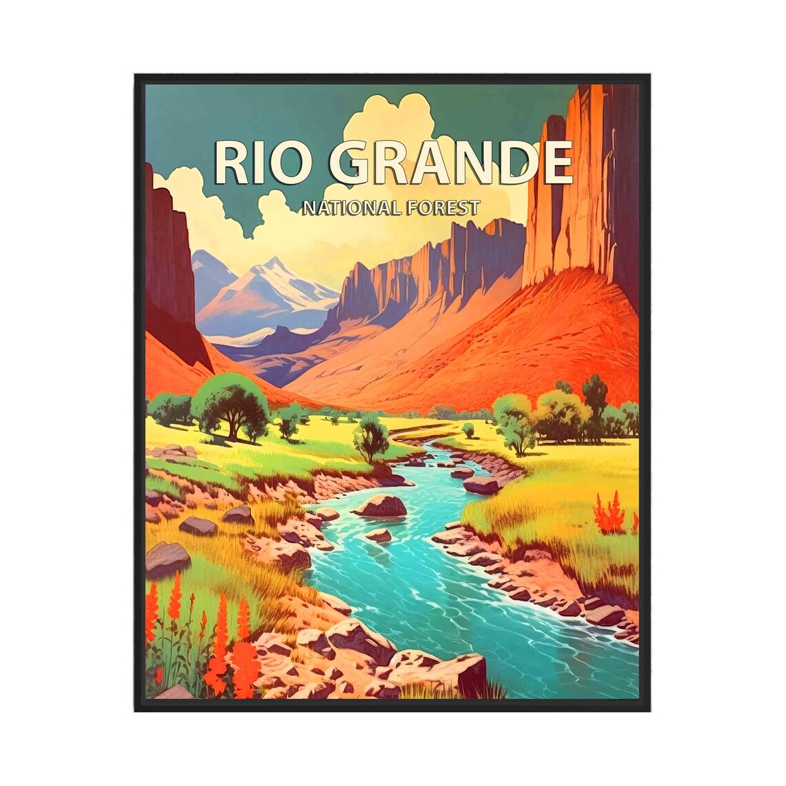 Rio Grande National Forest Red Rock Canyon Retro Travel Poster