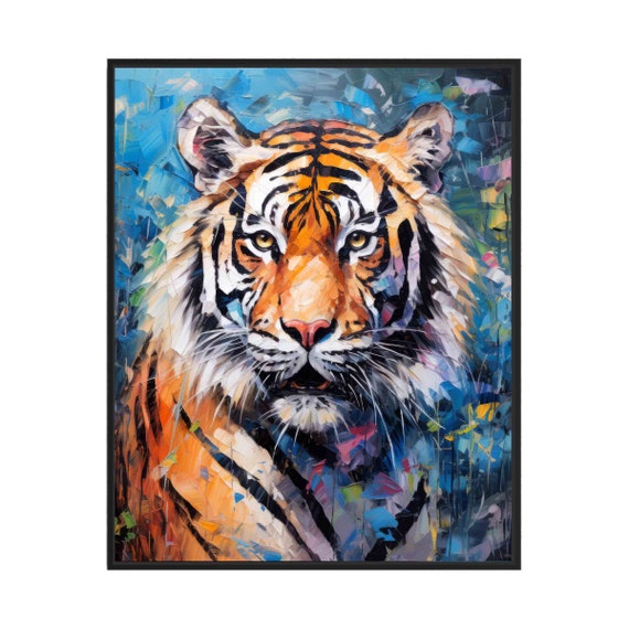 Majestic Tiger Face Close Up Colorful Abstract Wildlife Wall Art