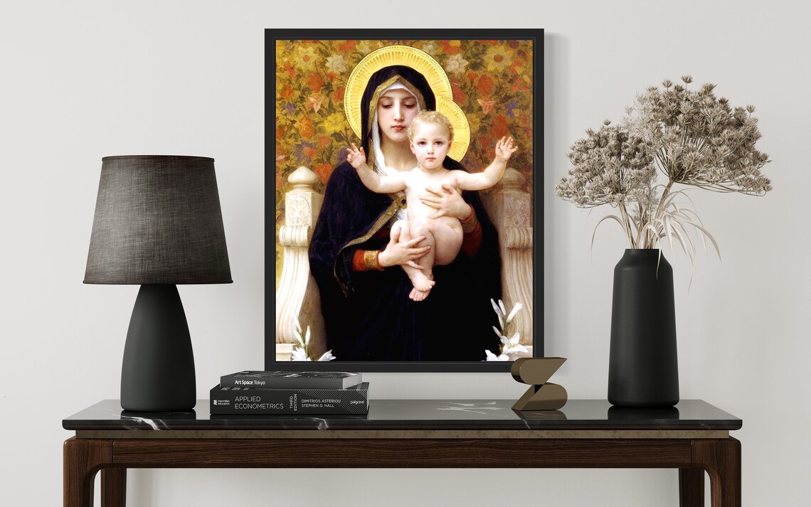 The Virgin of the Lilies Bouguereau Madonna Religious Art Poster - Image 3