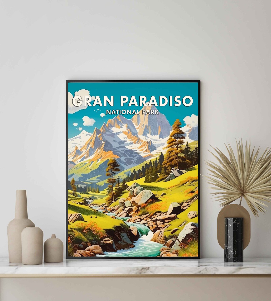 Gran Paradiso National Park Alpine Peaks Vintage Travel Poster - Image 2