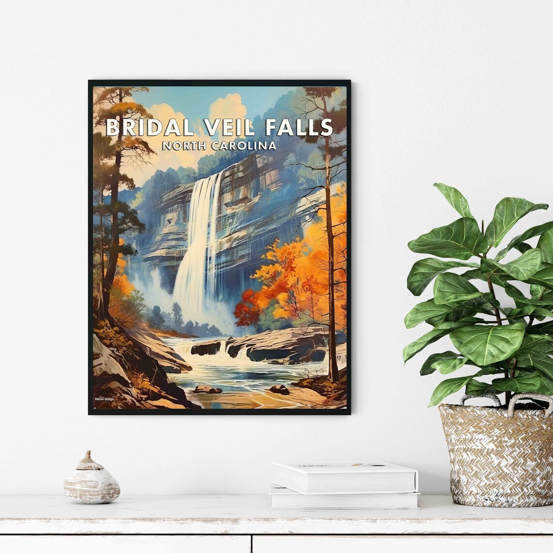 Bridal Veil Falls North Carolina Misty Cascade Travel Poster - Image 3