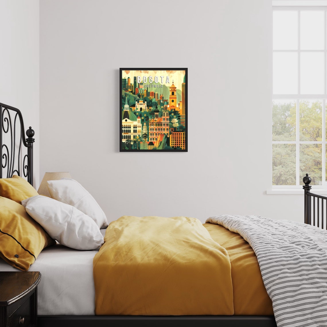 Bogota Colombia Historic Cityscape Cathedral Skyline Retro Poster - Image 3