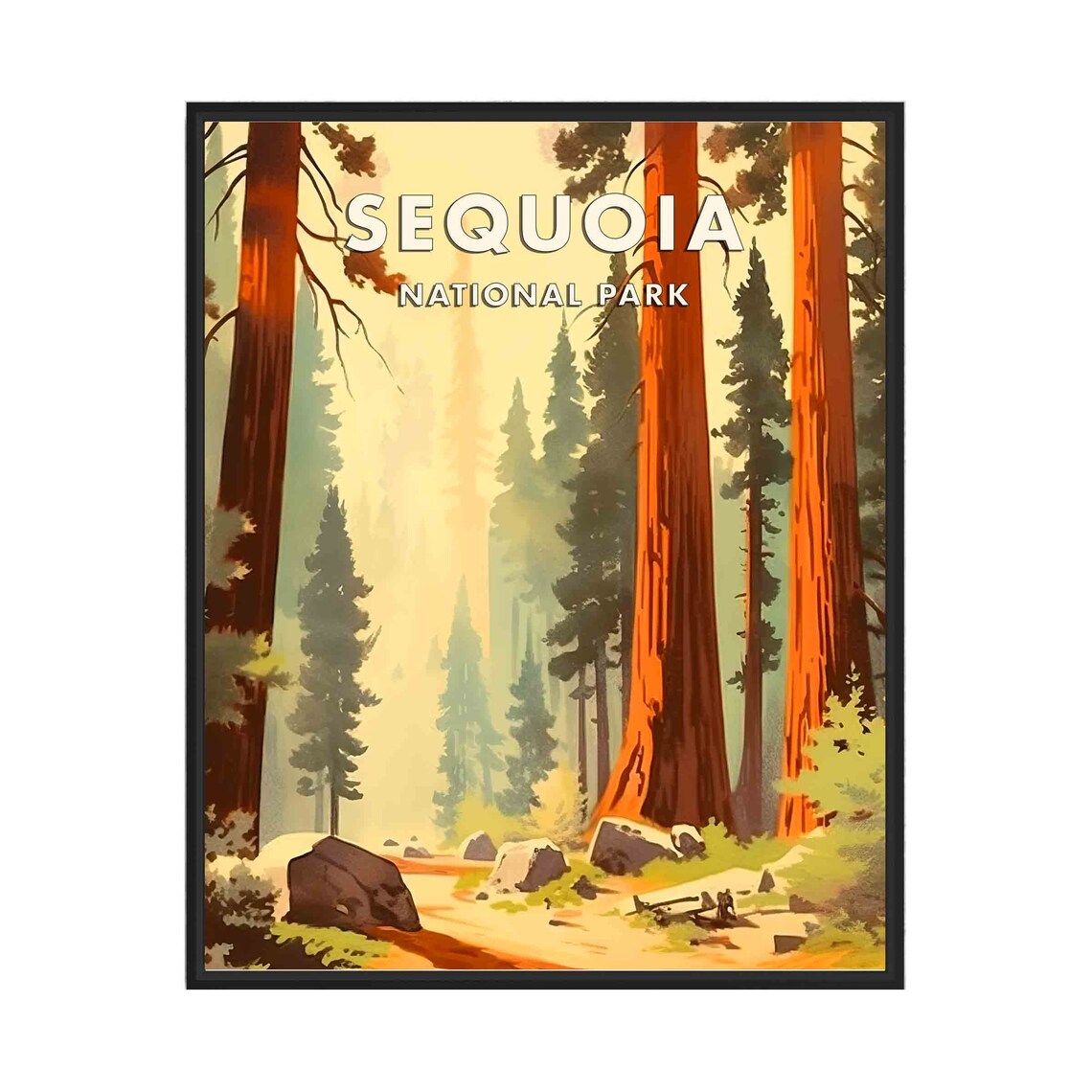 Sequoia National Park Giant Redwood Forest Vintage Travel Poster