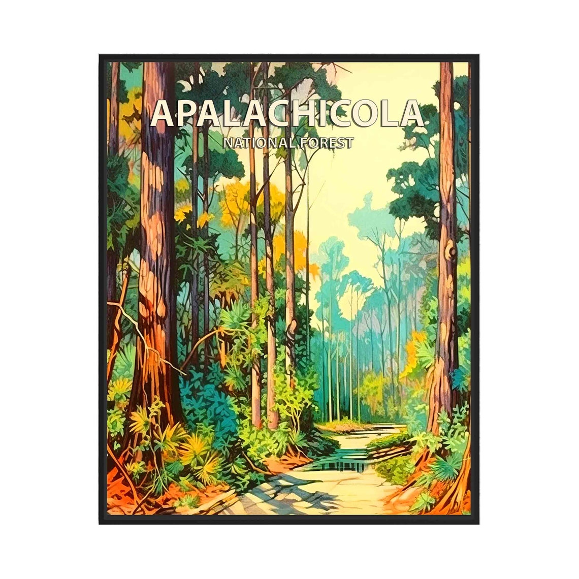 Apalachicola National Forest Towering Pines Trail Retro Poster